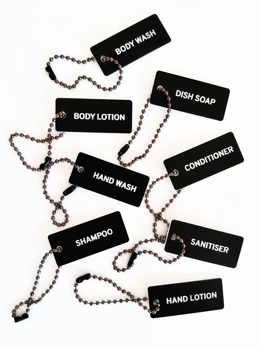 Hanging Perspex Tags | Black - Amenities & Co.