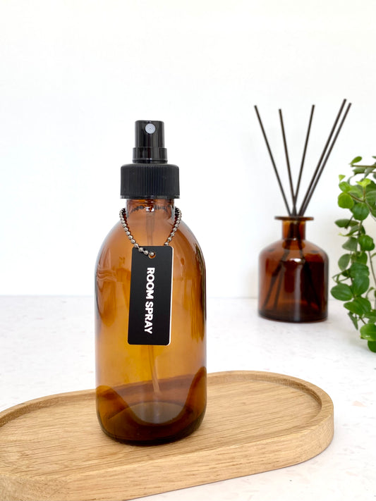 Amber Glass Room Spray Bottle & Hanging Tag | 200ml