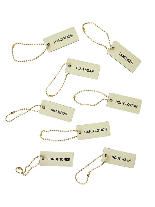 Hanging Perspex Tags | Almond - Amenities & Co.